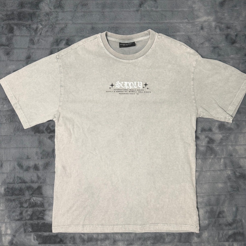 Supply & Demand NYC Brooklyn Graphic T-Shirt Gray Washed Cotton Mens Large